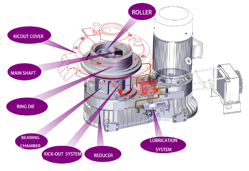 Máquina de pellets de madeira tipo 850 de 132 kW